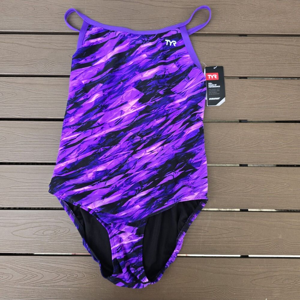 TYR Durafast Elite Women's Vitric Purple Diamondfit One Piece Swim Sz 32 New